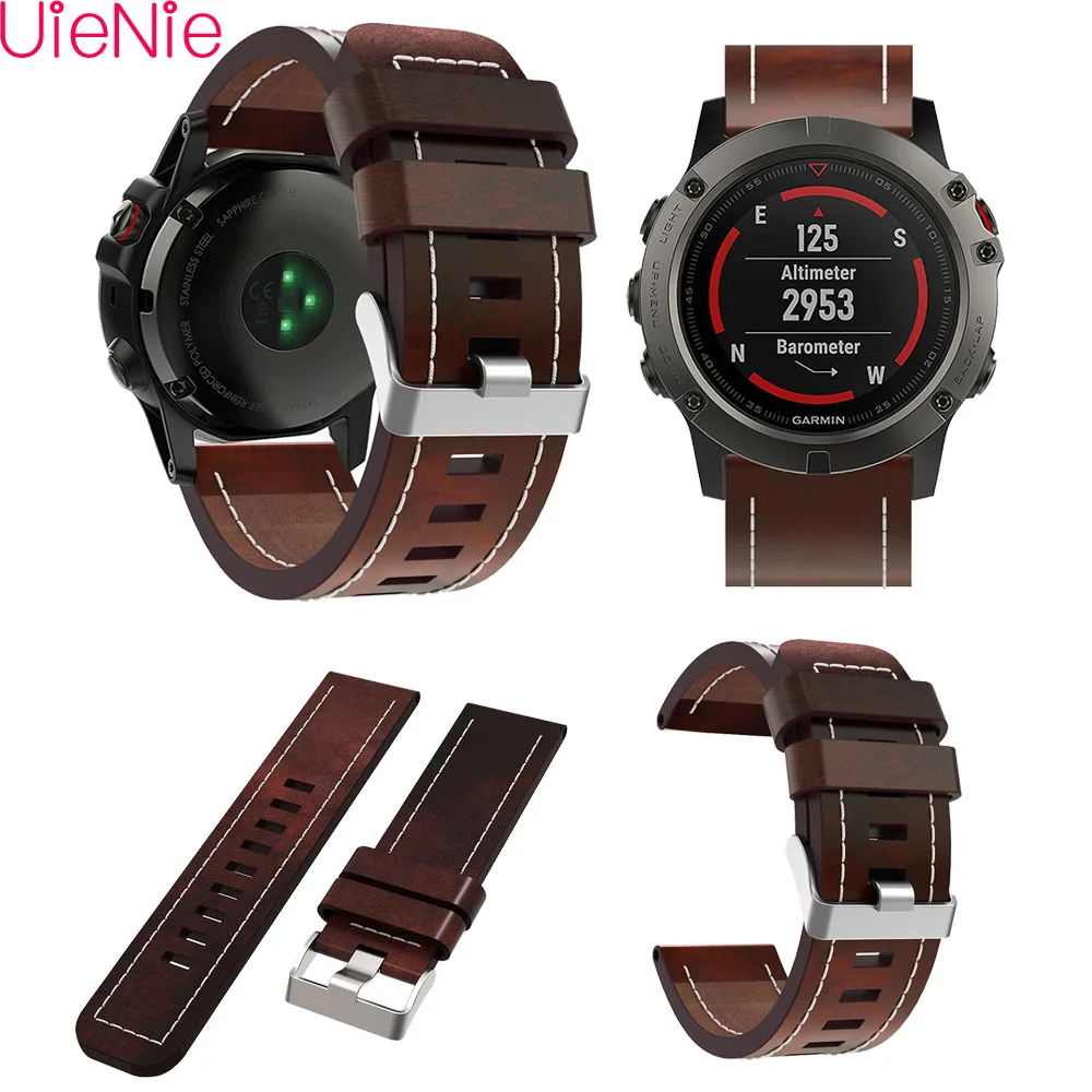 

Luxury Leather Two-Color Replacement Wristband for Garmin Fenix 5X 5X plus Professional Factory Price Watch Strap watchband