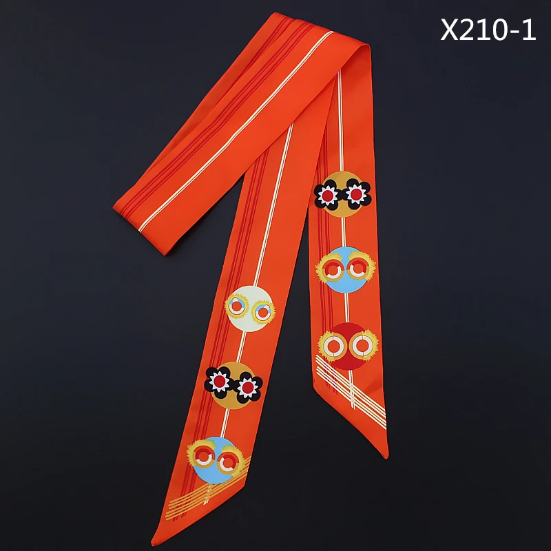 

POBING 2018 Monster Eyes Print Women Small Silk Scarf Luxury Brand Bag Ribbons Fashion Head Scarf Hot Sale Long Scarves 120*5CM