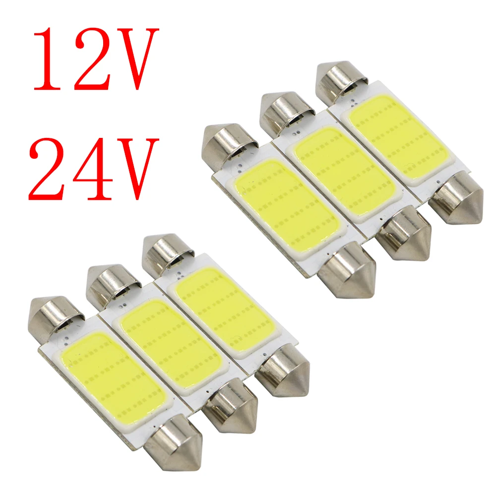 YSY 300X гирлянда COB 31 мм 36 39 42 Светодиодная лампа 12 чипов 12smd C5W DC12V 24V белый цвет