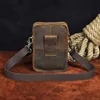 Quality Leather Men Multifunction Casual Design Small Messenger Shoulder Bag Fashion Waist Belt Bag 6