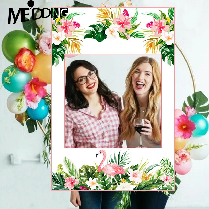 

Summer Flamingo Photo Hand Holder Frame Booth Props Hawaii Tropical Wedding Decoration Bridal Shower Bachelorette Party Supplies