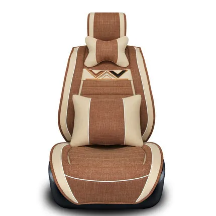 Качество 11 шт./компл. хлопок и лен универсальный автомобильный набор накидок на сидение Авто украшения для интерьера сиденье, подушка для сиденья поддерживает - Название цвета: Brown