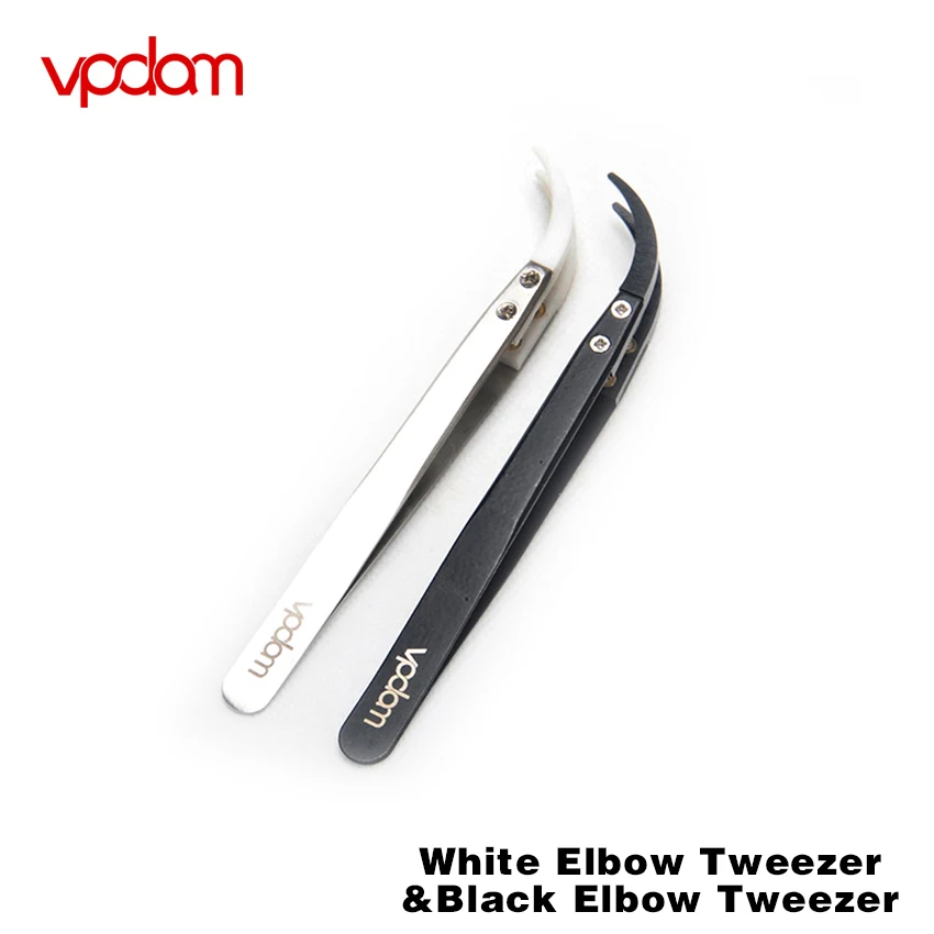 

Original Vpdam Elbow Tweezers Stainless Steel Ceramic Tweezers Pointed Tip Tweezer For Building Electronic Cigarette Coils Wire