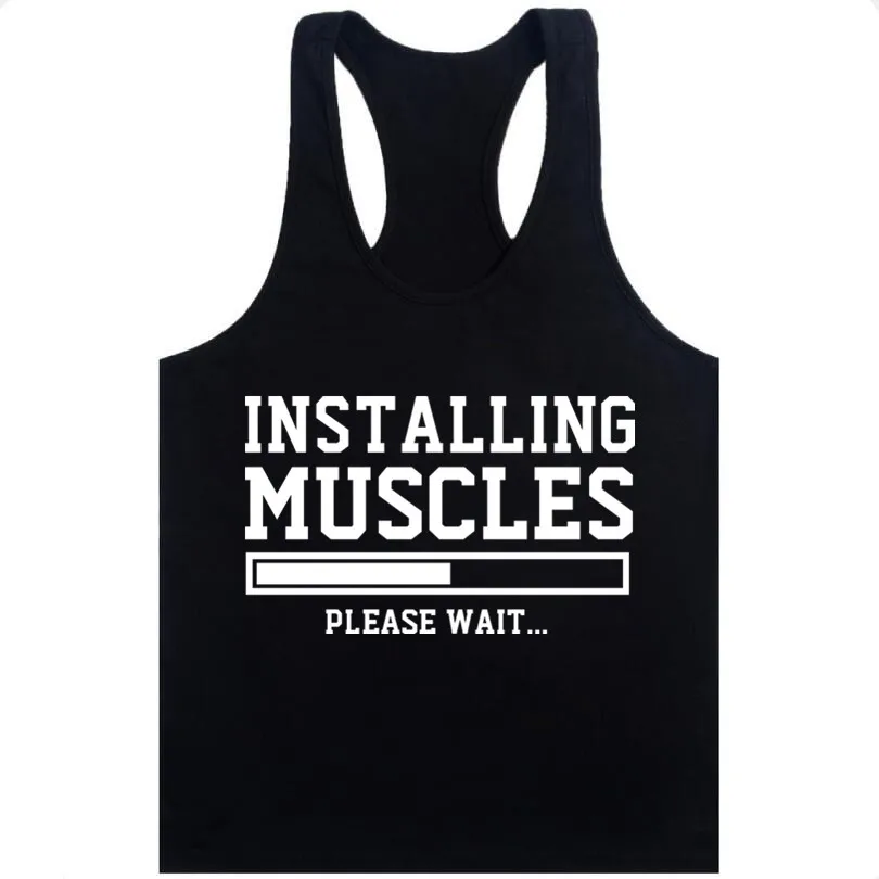

2018 Tank Top Men Sleeveless Shirt Bodybuilding Stringer Fitness Men's Cotton Singlets Muscle Clothes Workout Vest