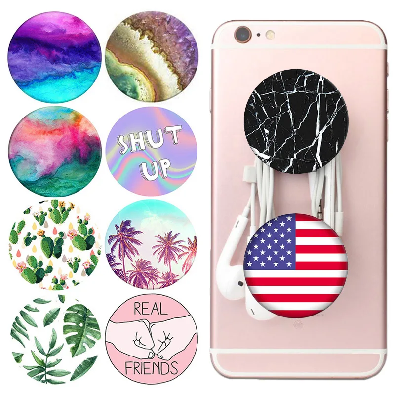 

2019 for Mobile Phones Universal Hand Phone Ring Grip Holder Color Painting flower Flexible Gasbag