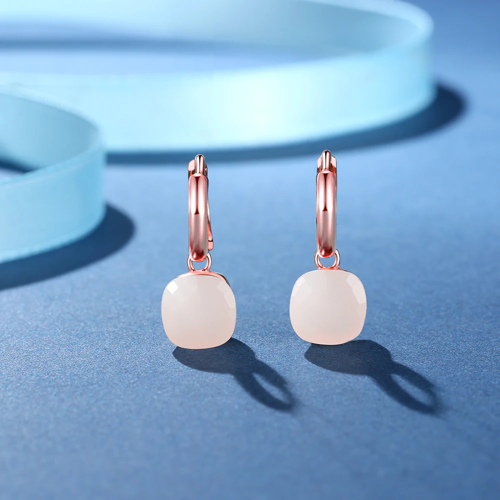 Женские серьги из серебра 925 пробы с натуральным белым агатом|earring color|earrings