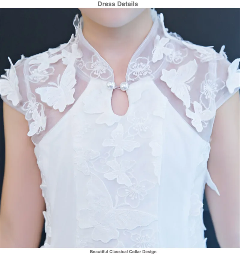 Festa de Casamento Vestidos de Bebês Show de Borboleta 2018 Nova Alta Qualidade Cor Branca Aniversário Longa Cauda Crianças Modelo Traje Vestido 12 de Casamento Aniversário longa cauda vestidos de