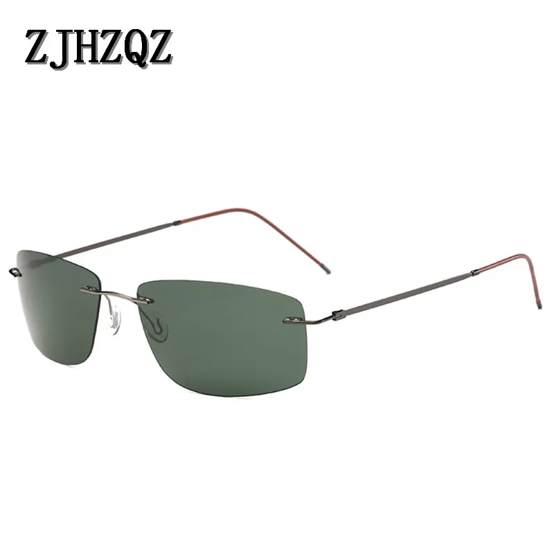 

Men Real Titanium Ultralight Square Polarized Sunglasses Women Sqaure Vintage Rimless 10g Only Fashion Sun Glasses Shade De Sol