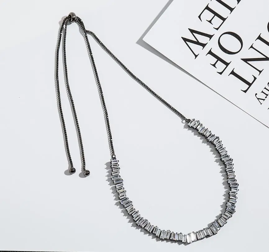 Ожерелье чокер женское с фианитом регулируемой длины IN01|chokers necklaces for women|brand