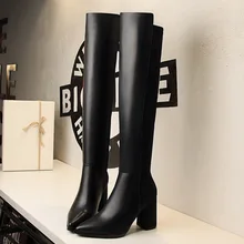 Teahoo/коллекция года; сезон осень-зима; Лоскутные женские сапоги до колена; обувь на высоком каблуке; женские зимние высокие сапоги с боковой молнией