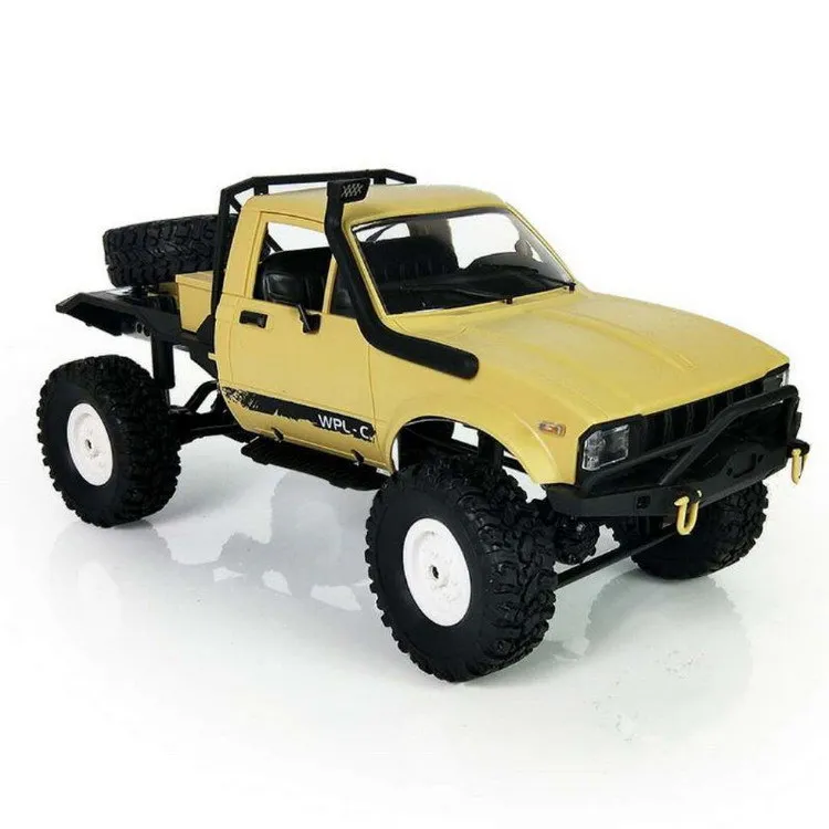 WPL C-14 1/16 RC автомобилей 2,4 г 4WD Off Road RC военный автомобиль рок грузовик на гусеничном ходу с передней светодио дный RTR игрушки - Цвет: Цвет: желтый