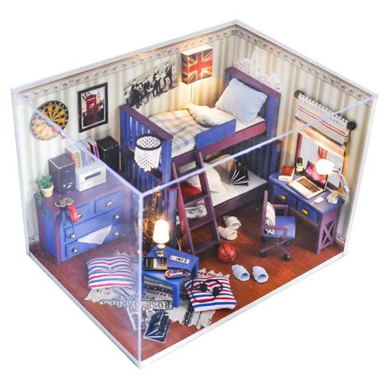 الفتيات DIY بيت الدمية أطقم تجميع منازل دمية مصغرة دمية مجموعة اثاث عدة لعب للأطفال هدية الكريسماس bebek إيفي