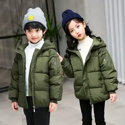 Детская Женская зимняя обувь пальто парка малыша вниз куртка для девочек короткие детская зимняя куртка Зимние Верхняя одежда с капюшоном