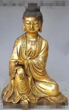 

Free shipping S00552 10"tibet buddhism temple bronze gilt kwan-yin GuanYin Bodhisattva buddha statue