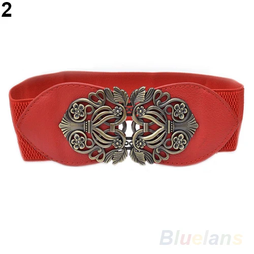 

Fashion Leader Retro Fashion Adjustable Flower Elastic Stretch Buckle Wide Waist Belt Waistband 97MB