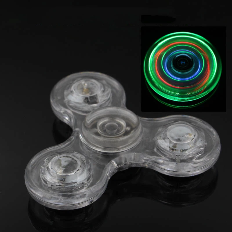 Luminous LED Fidget Spinner Transparent LED Flash Light Colorful Change E Spinner Glow In the Dark Stress Relief Toys For Kids