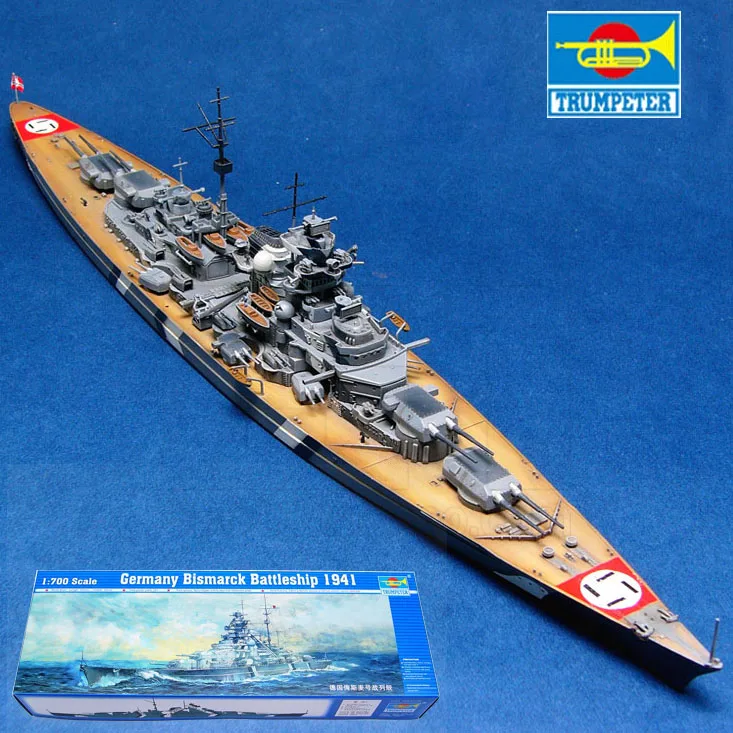Assembled 1 700 German Warship Bismarck Battleship Model Free Shipping