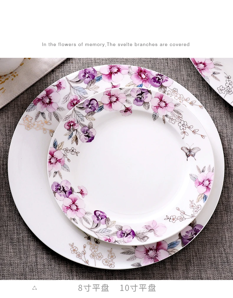 Бытовой китайский костяного фарфора комплект посуды, чаша пластина в Корейском стиле керамика porselen yemek takimlaru Комплектная посуда столовая посуда