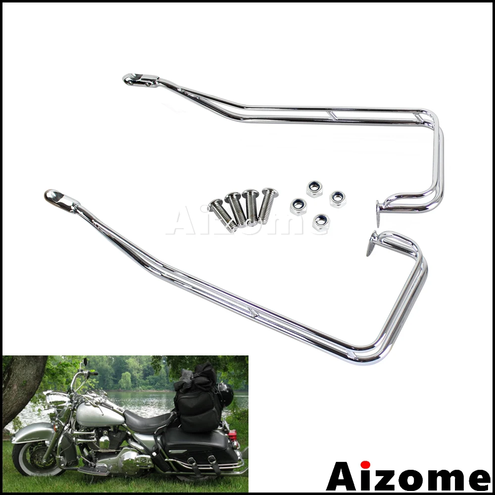 Chrome Motorcycle Saddlebag Guard Rails Kit For Harley Road King