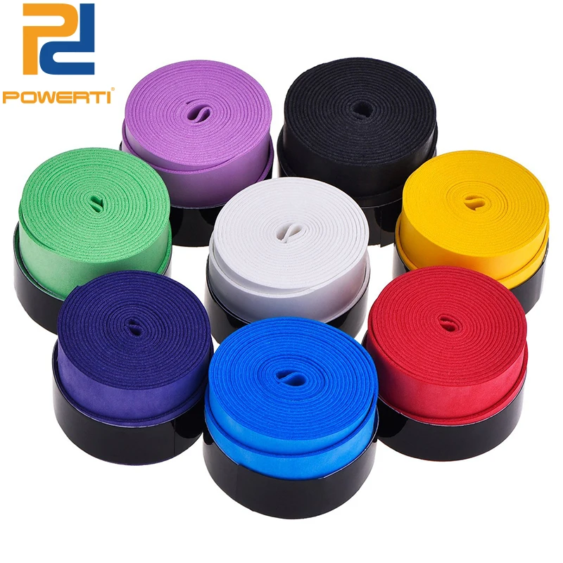 

POWERTI 12pcs/lot Absorbent Pro Dry Tennis OverGrip Sweat Black Sweatbrand Breathable Badminton Overgrip Squash Racket