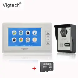 Vigtech7 дюймов ЖК-видео дверной звонок Дверной телефон переговорное устройство система инфракрасного ночного видения камера 8 ГБ TF карта