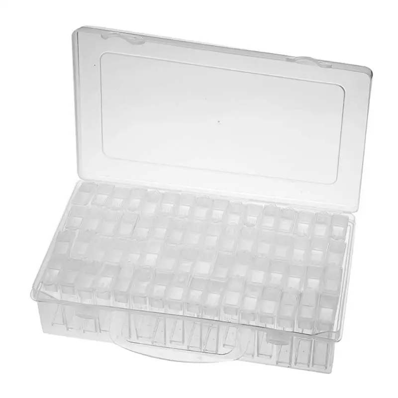 64 Separate Slots Jewelry Storage Box Nail Art Rhinestone Tools Beads Organizer Holder Display Case