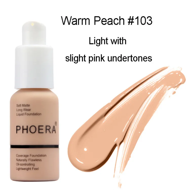 Phoera Perfect beauty 30 мл основа для лица Жидкая Основа Мягкая матовая длинная одежда контроль масла маскирующий тональный крем женский макияж - Цвет: 103