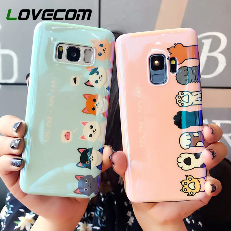 

LOVECOM Blu-Ray Cases For Samsung Galaxy S10 Plus S10e S7 Edge S8 S9 Plus Note 8 9 Cute Laser Cat Claw Soft IMD Phone Back Cover