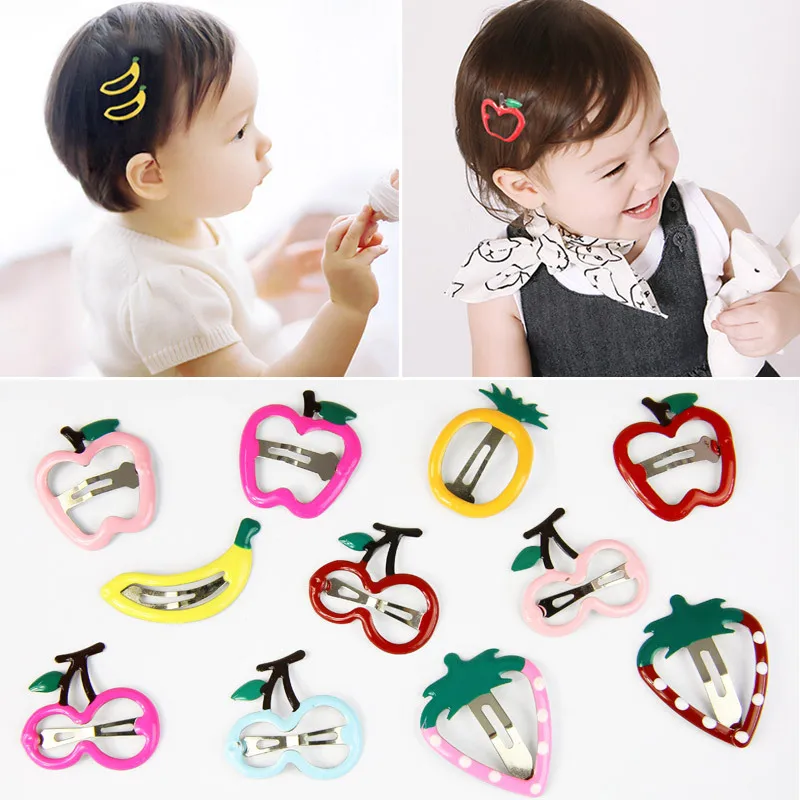 

2 pcs Cute Strawberry Frunt Hair Clips Headwear Barrette Pineapple Banana kids Lovely Cherry Hair pins Hair Accessories