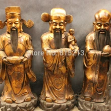 Bi001273 3" Редкие Китайский Бронзовый Богатство YuanBao Ребенок Долголетия, Персик FuLuShou 3 Бог Статуя