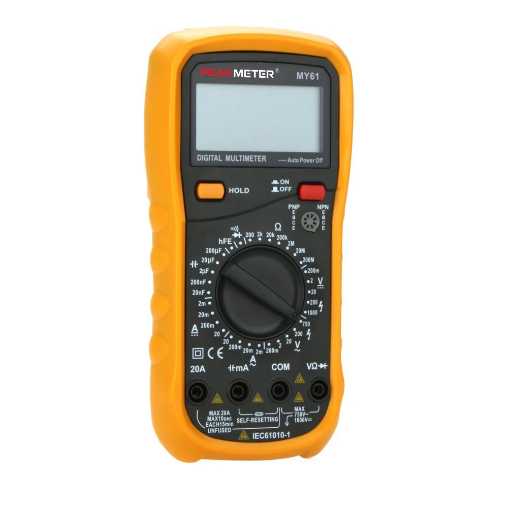 

PEAKMETER MY61 Auto manual Range Digital Multimeter with TRMS 1000V Temperature capacitance frequency Test
