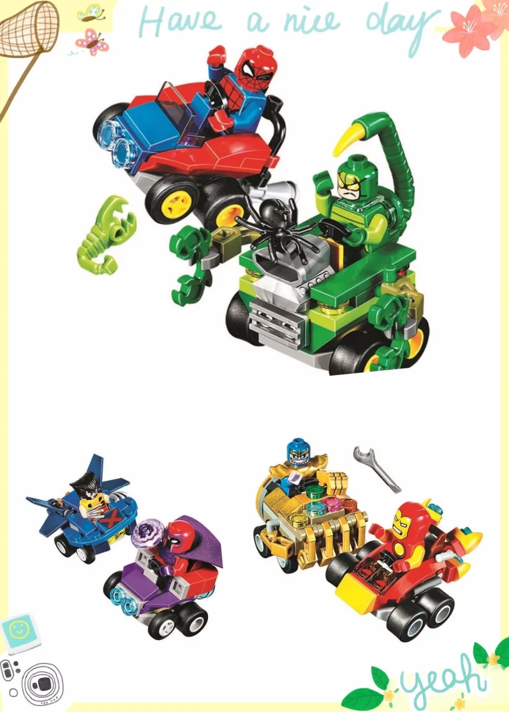10670 10671 10672 Bela Marvel Super Hero Puissant Micros Скорпион танос строительный блок Briques Железный