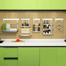 304 Stainless Steel Kitchen Rack Free Nail Kitchen Storage Shelf DIY Multifunction Holder Cross Tube Organizer
