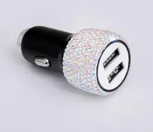 Diamond car phone safety hammer charger Dual USB fast charge diamond car phone aluminum alloy car charger