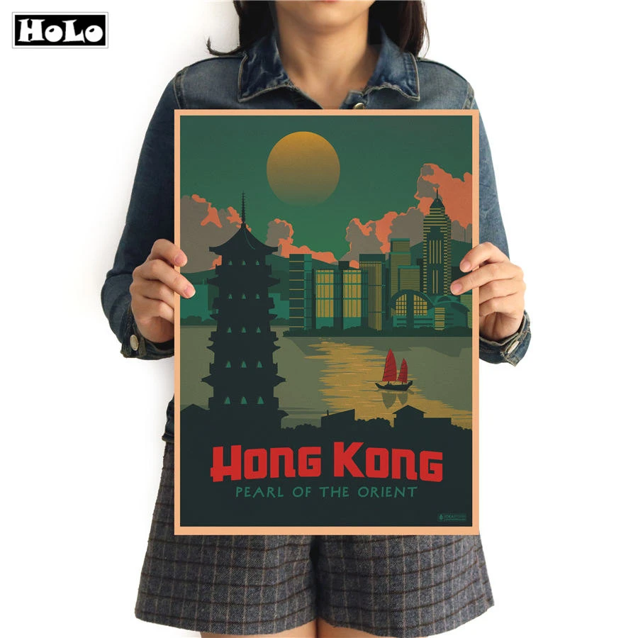 無料船 の真珠オリエント香港ポスターの有名な風光明媚なスポット古典的な装飾絵画シンプルアート絵画 Ship Poster Pearl Decorationposters Posters Aliexpress
