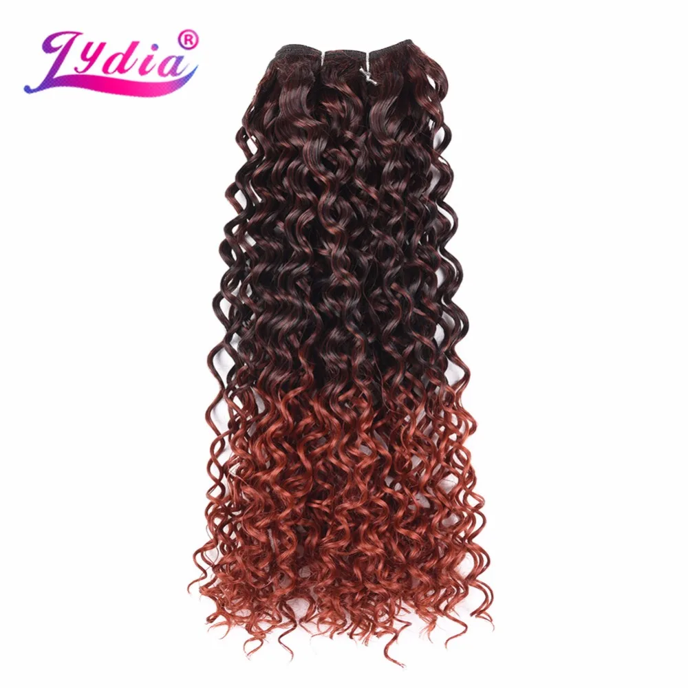 Lydia Two-Tone Ombre Color Synthetic Hair Bundles Curly Wave 10-24 Inch 3PCS/Lot Hair Extension No Shedding