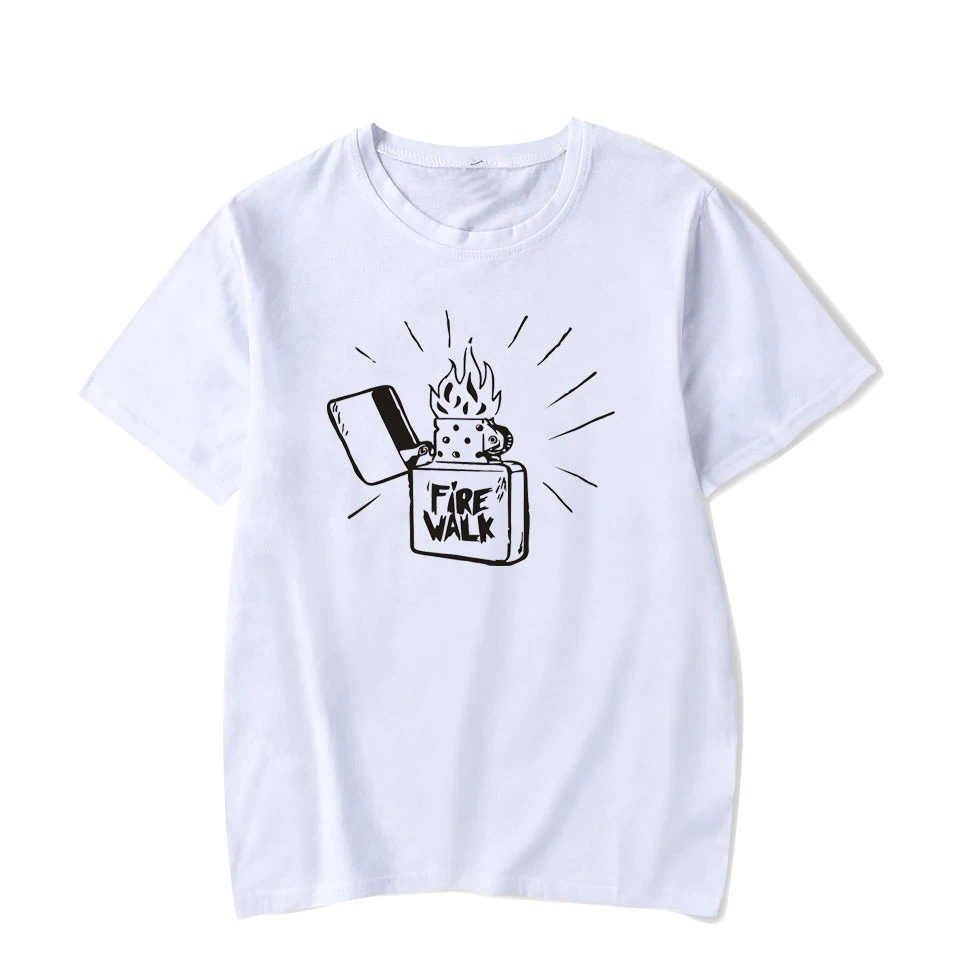 FIRE WALK lighter graphic causal Design Pattern Printing T Shirt Lady Slim Hipster Fashion Casual Tops Creative unisex Tees | Женская
