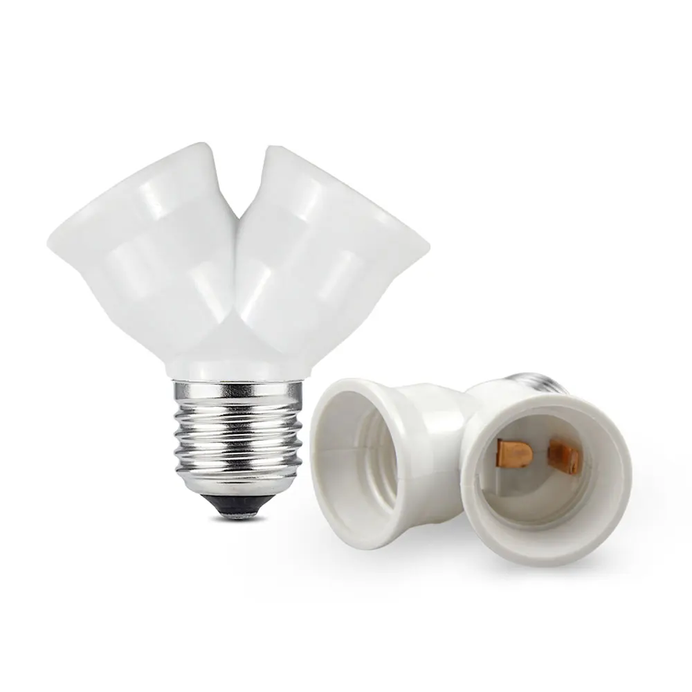 

Durable Fireproof Material E27 To 2E27 Lamp Base Holder Converter LED Bulb Socket Conversion For Home Lighting Application