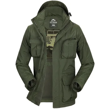 

Men Winter Outdoor Fleece Jackets Waterproof Windproof Outdoor Sports Hiking Climbing Multi-pocket Sleeve Detachable Solid Color