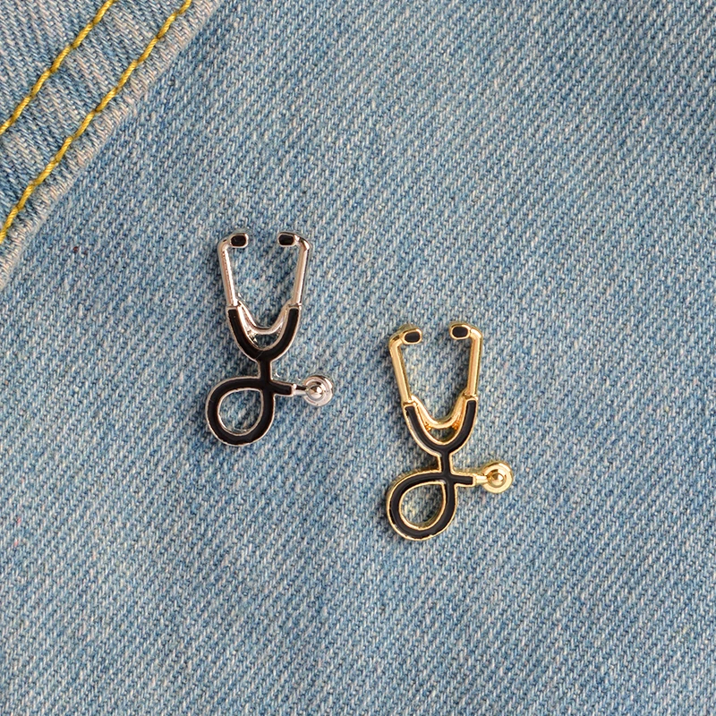 Tiny Metal Stethoscope Brooch Pins For Doctors Nurse Student Jacket