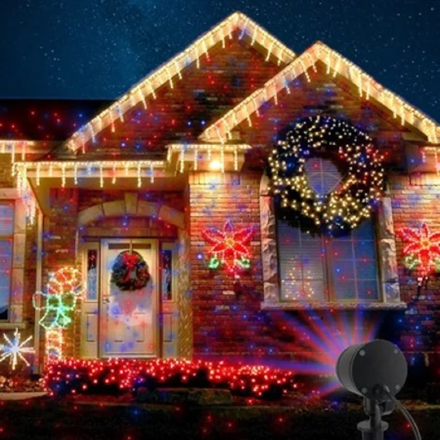 Outdoor Christmas Lights Projector Waterproof Red And Blue Fixed Outdoor Christmas Lights Projector Waterproof Red And Blue Fixed Star Motion Showers For Holiday