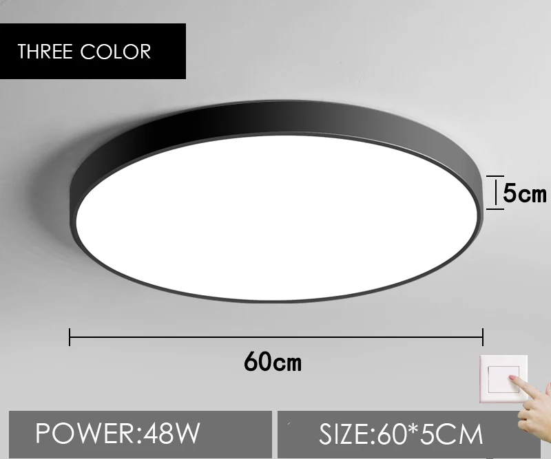 Светодиодный потолочный светильник современная лампа для гостиной светильник для спальни кухни поверхностное крепление скрытая панель Пульт дистанционного управления - Цвет корпуса: three  color light