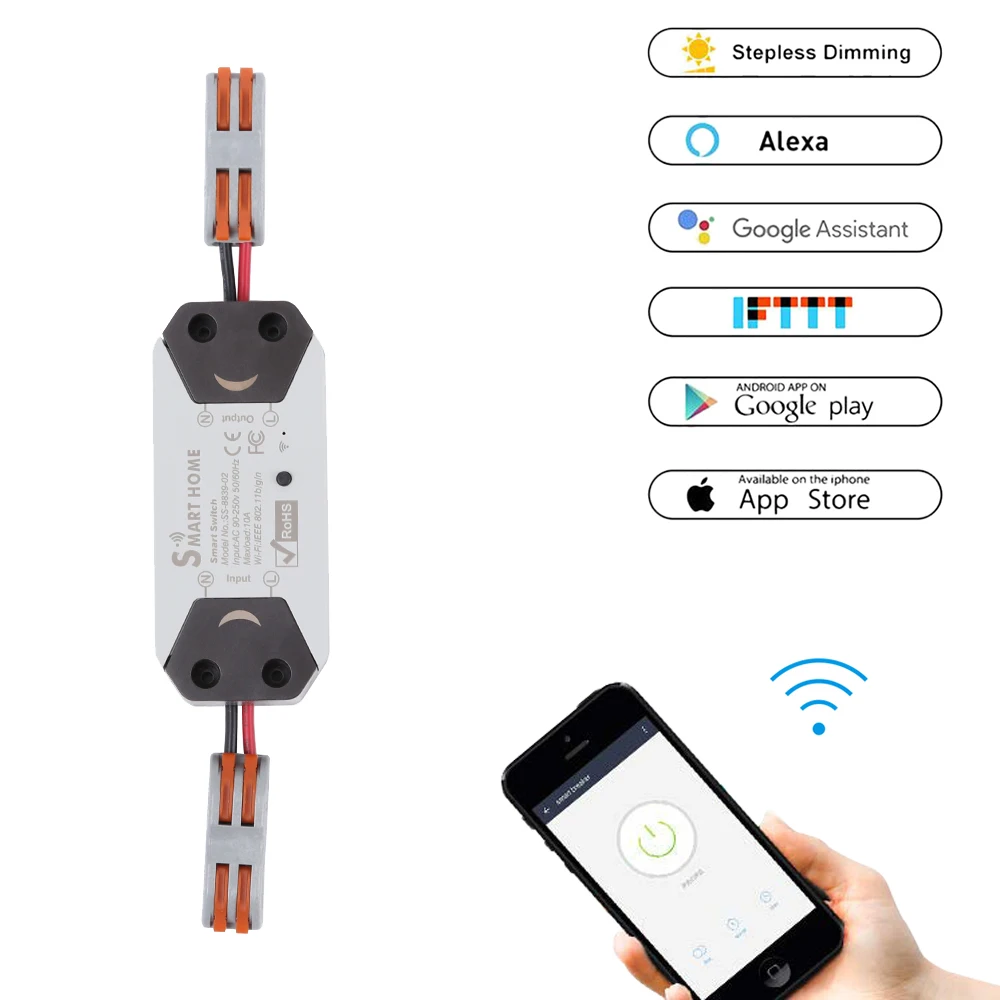 

Universal Wifi Smart Switch Remote Control Wireless Timer Light Switch Intelligent Smart Home Automation Module Work with Alexa