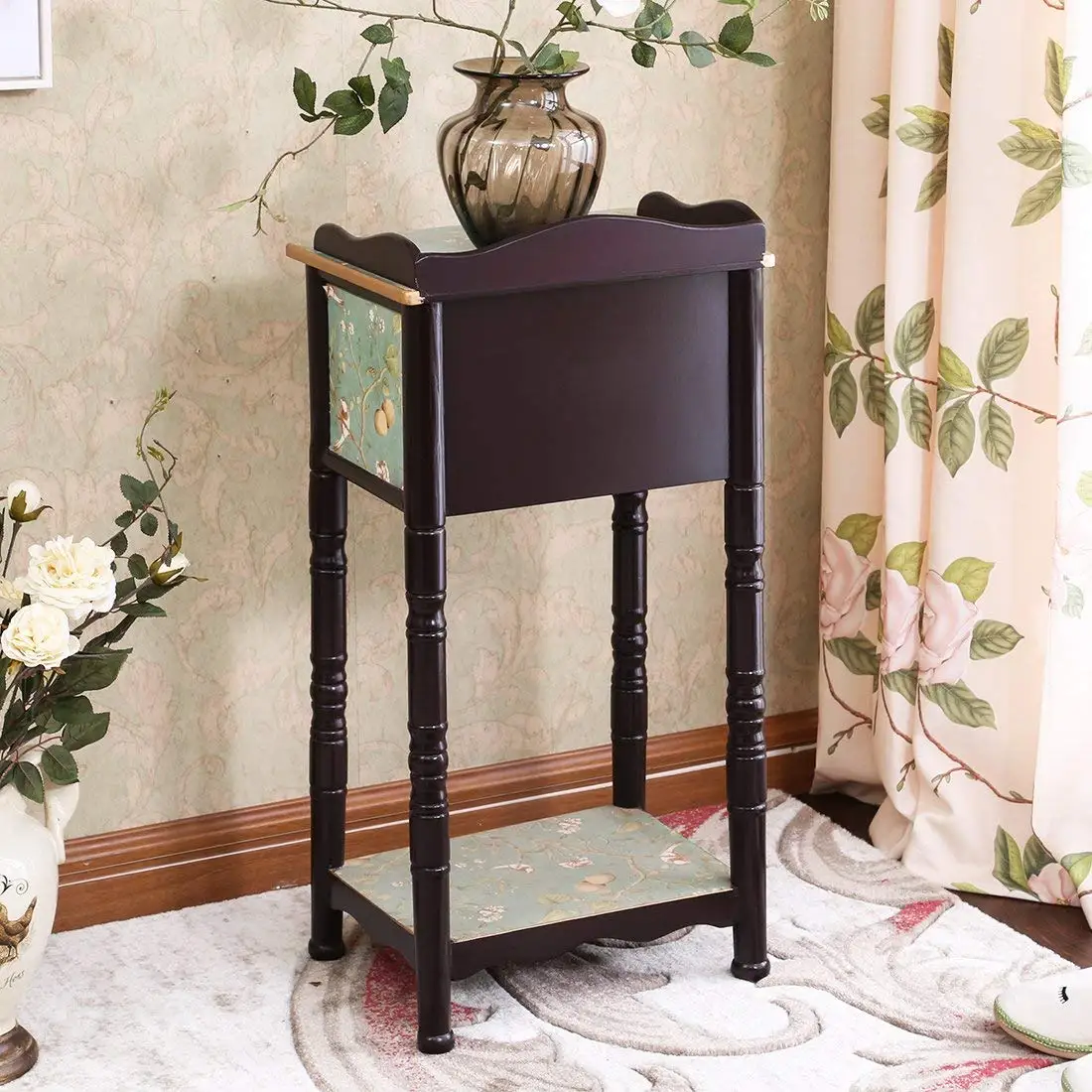 

Table French bedside cabinet with drawer and shelf,Bedside Stand, Lamp Stand, Side Stand,plant Table, bedside Table,coffee table