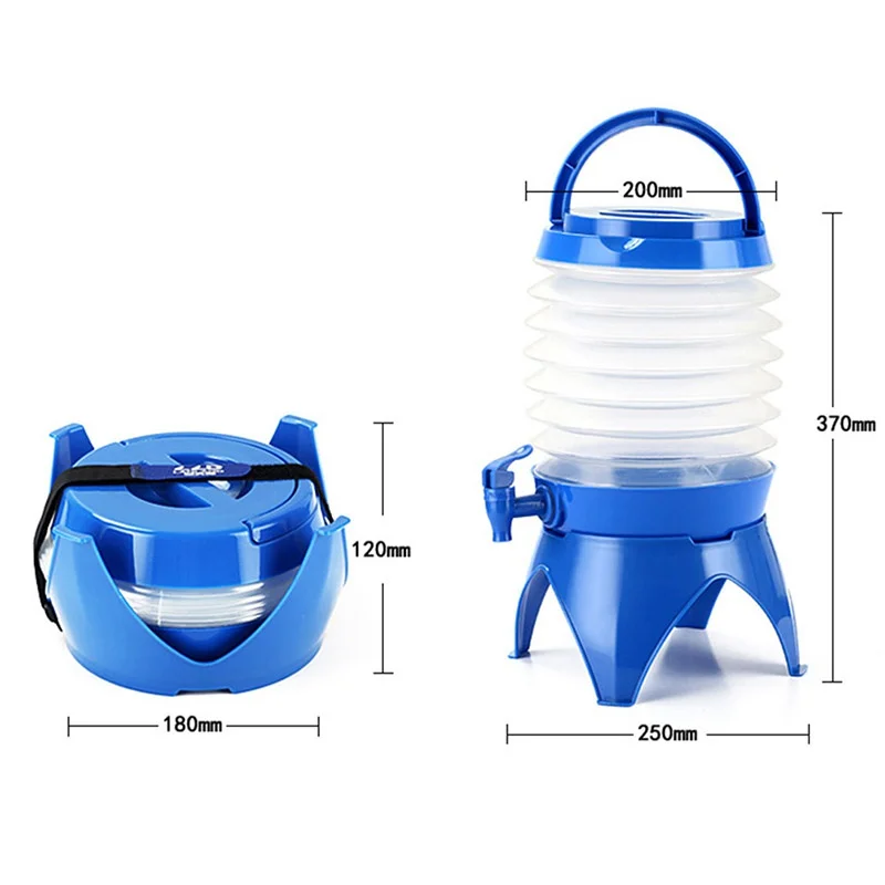Открытый Портативный 5L воды мешок складной походный ведро воды резервуар для пива синий Пеший Туризм Велоспорт велосипедная канистра для