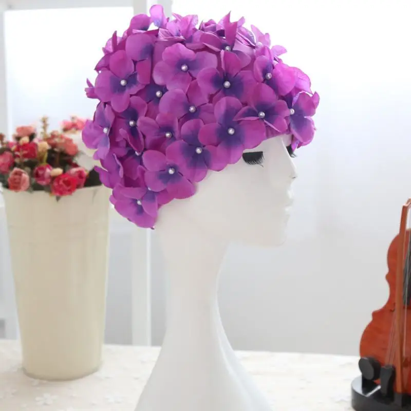 Женская Цветочная дизайнерская шапочка для ванной Дамская шапочка для плавания для длинных волос милый подарок