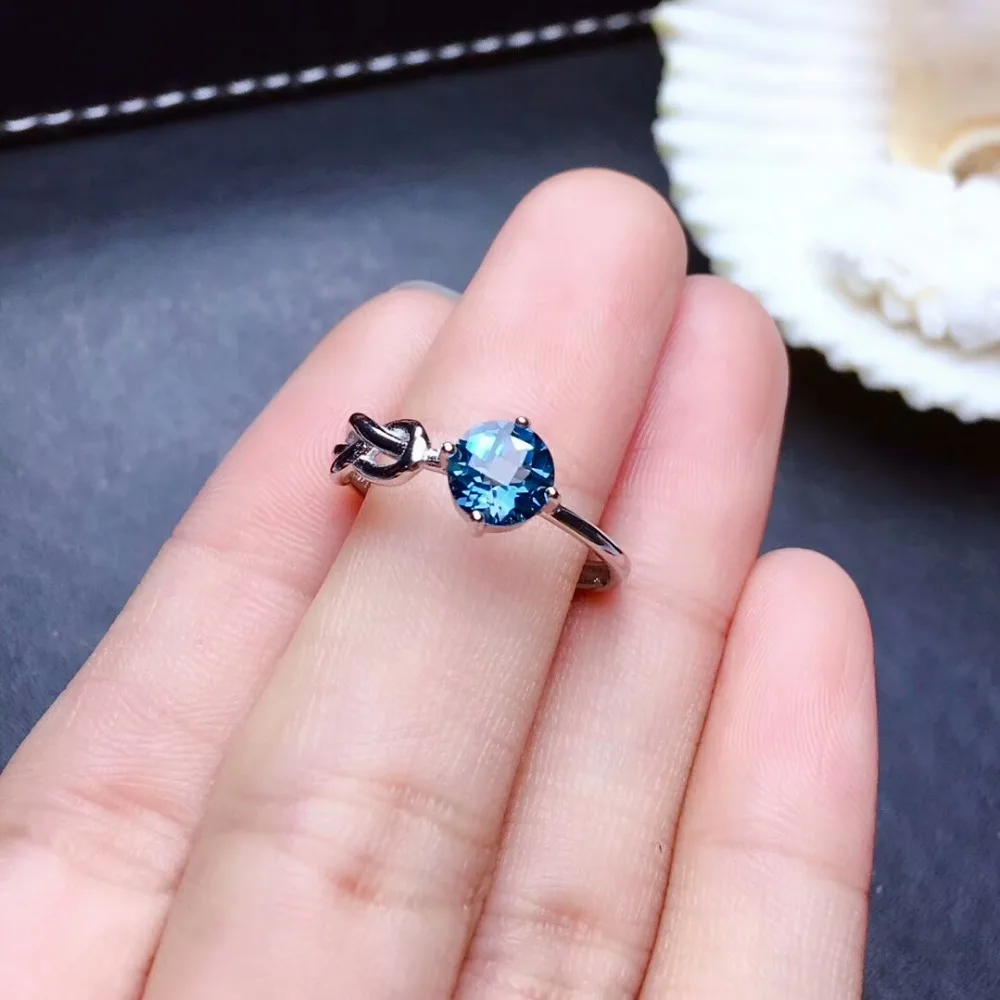 [MeiBaPJ] Натуральный топаз; драгоценный камень простое круглое кольцо для женщин Настоящее серебро 925 проба Изящные Вечерние ювелирные