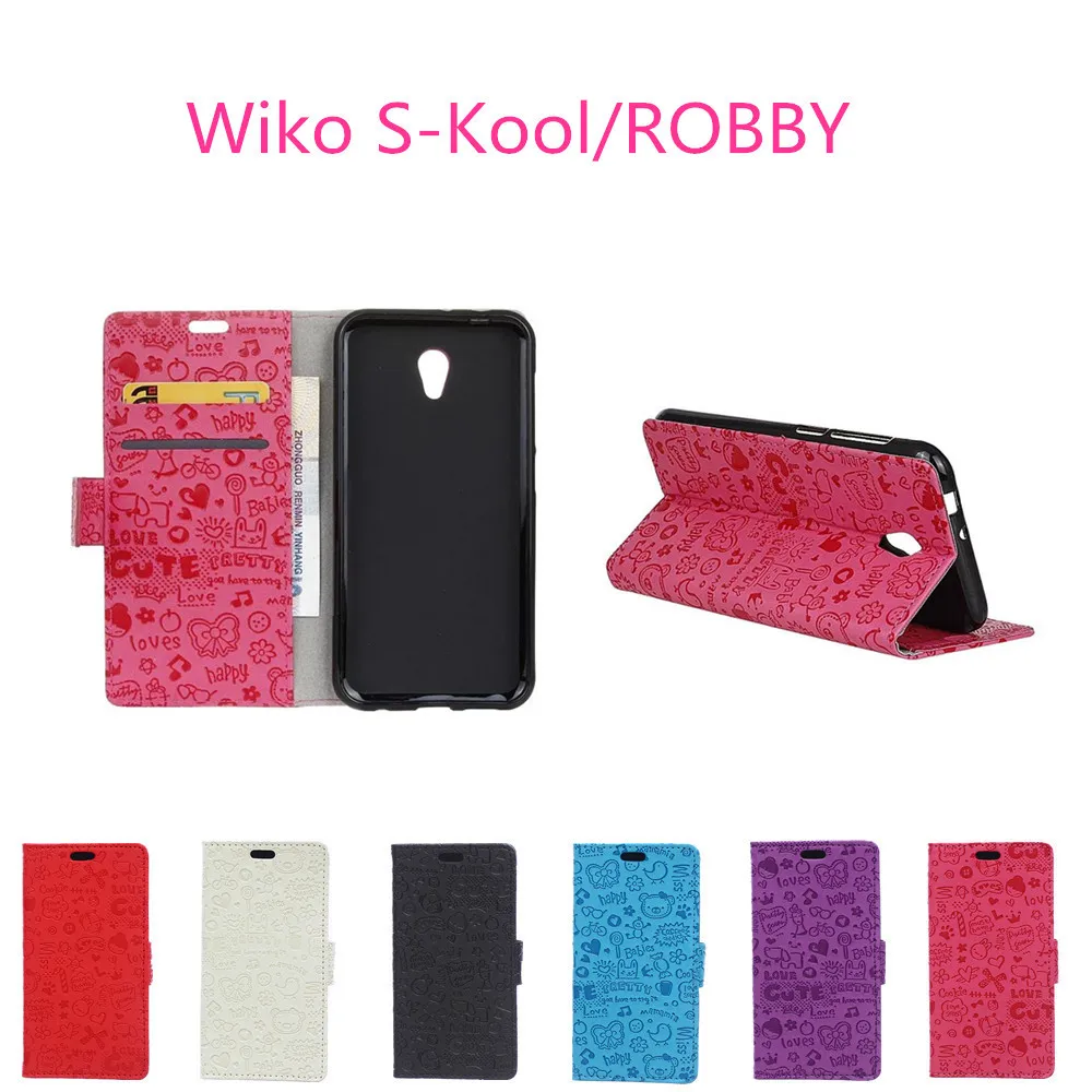 Мультфильм Бумажник Чехол Для Wiko S Kool РОББИ Флип Случаи Защитная С KOOL/РОББИ 5.5 с