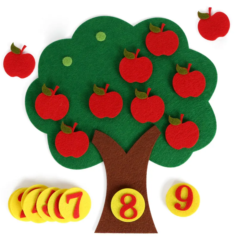  27x24cm Felt Cloth Apple Tree For Children Early Teaching Kids by Hands Learn the Digital Correspon - 32858752924