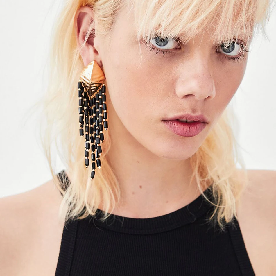 Buy Black Resin Tassel Earrings Long Tassel Earrings